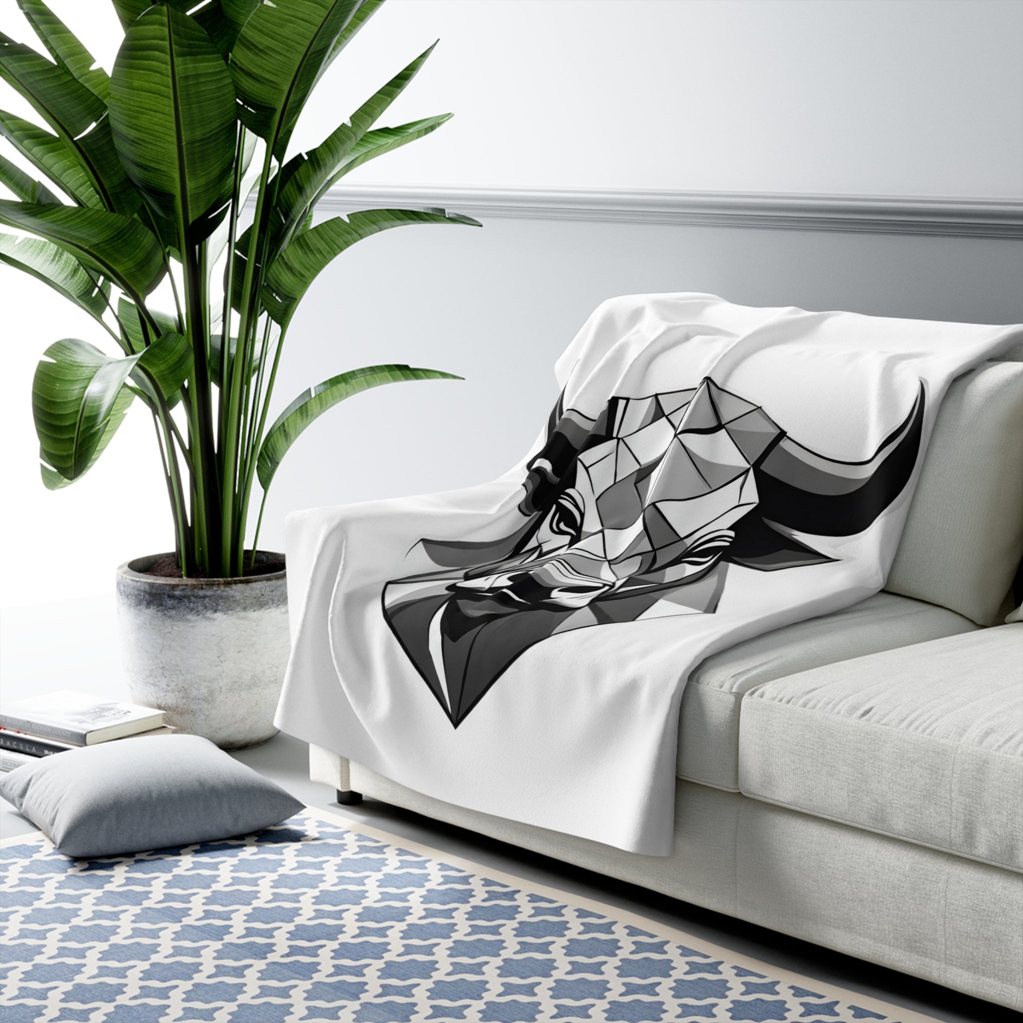 Stierkopf Sherpa-Fleecedecke