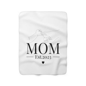 Mom Est. 2023 Design Sherpa Fleece-Decke