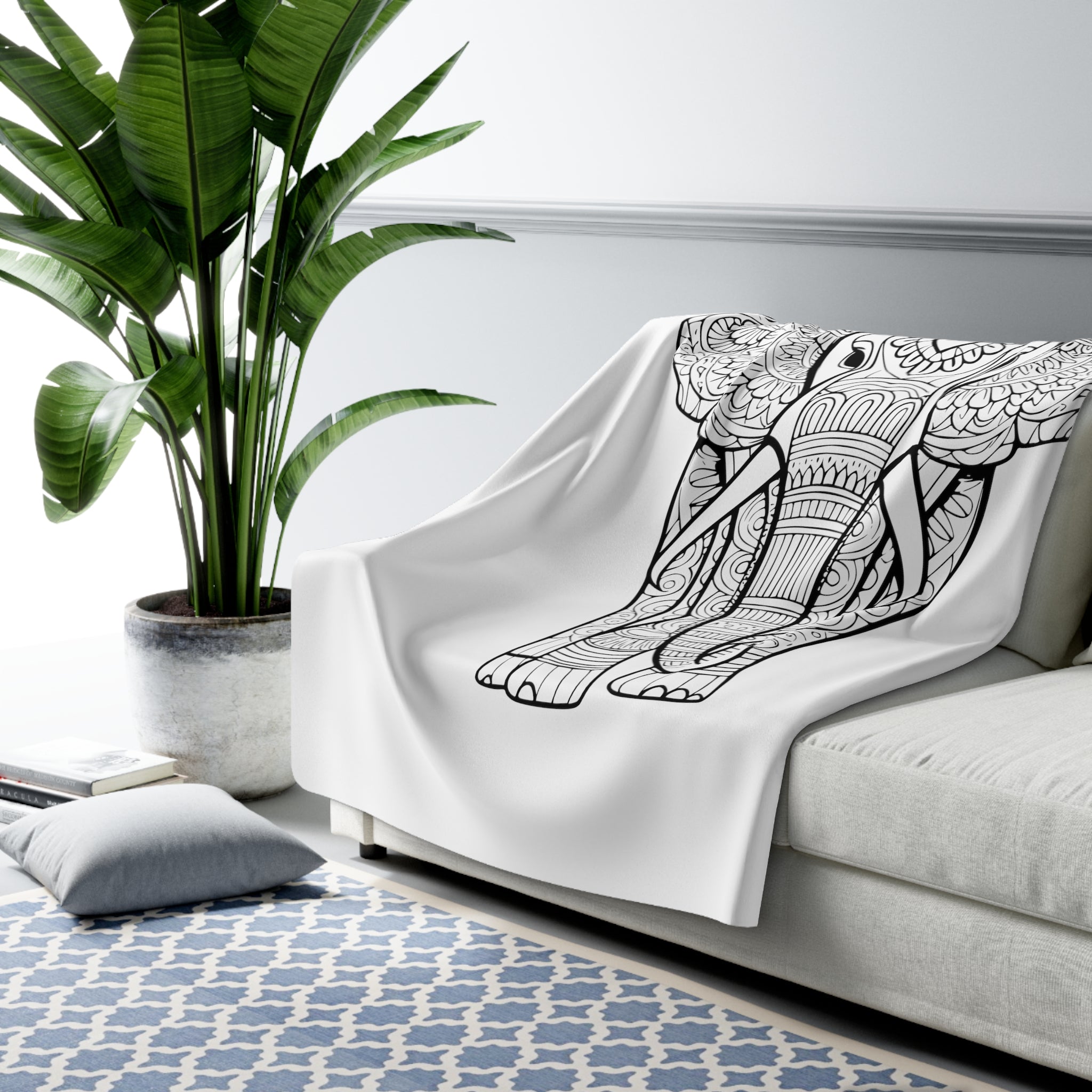 Sherpa-Fleecedecke im Elefantendesign