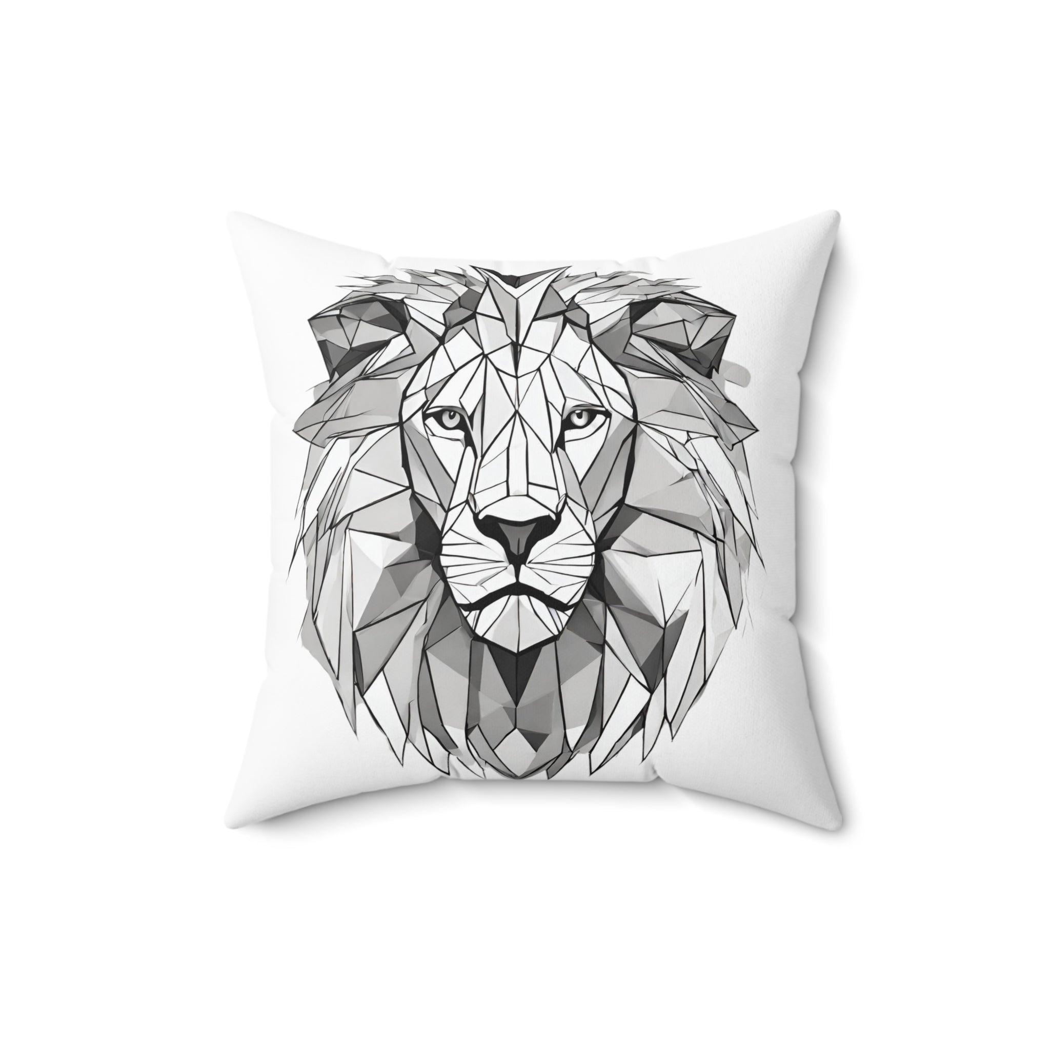 Quadratisches Kissen aus gesponnenem Polyester mit Löwengesicht