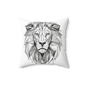 Quadratisches Kissen aus gesponnenem Polyester mit Löwengesicht