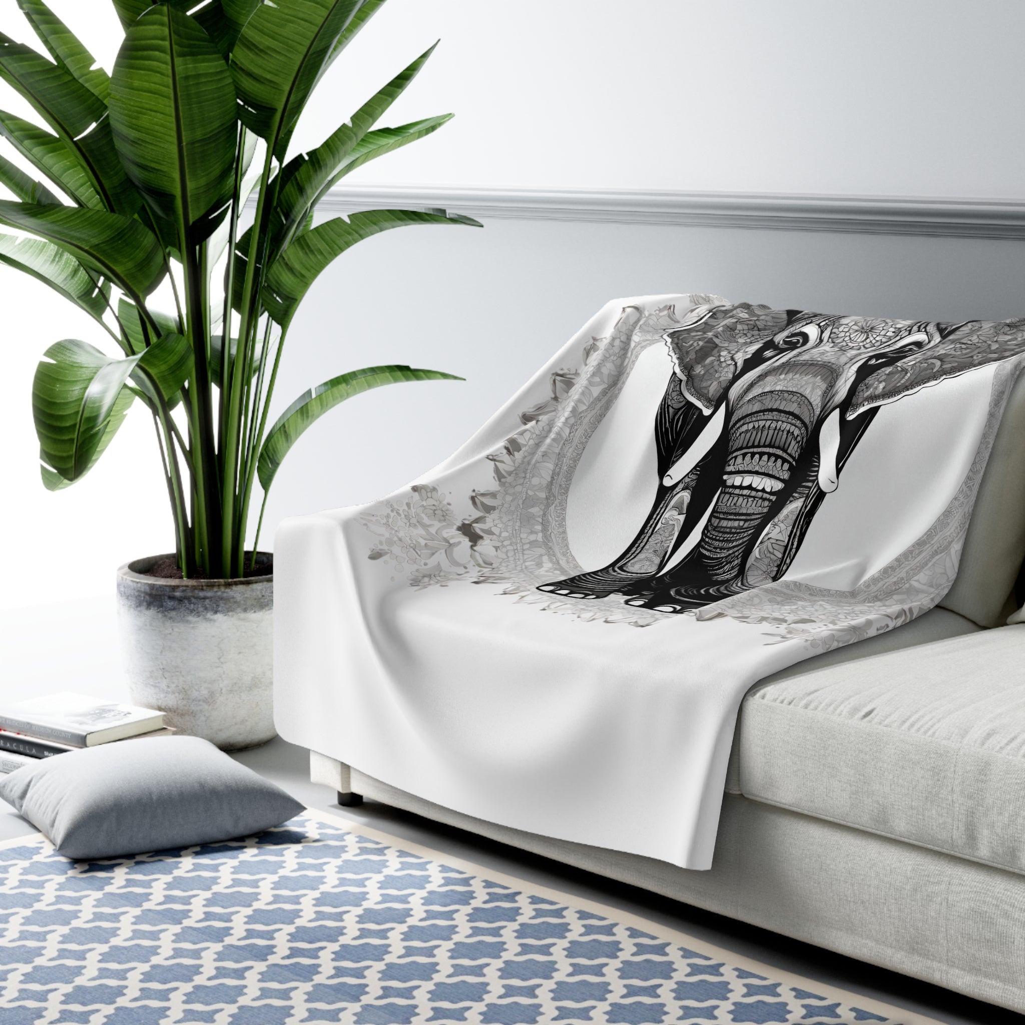 Elefant Art Sherpa Fleece-Decke