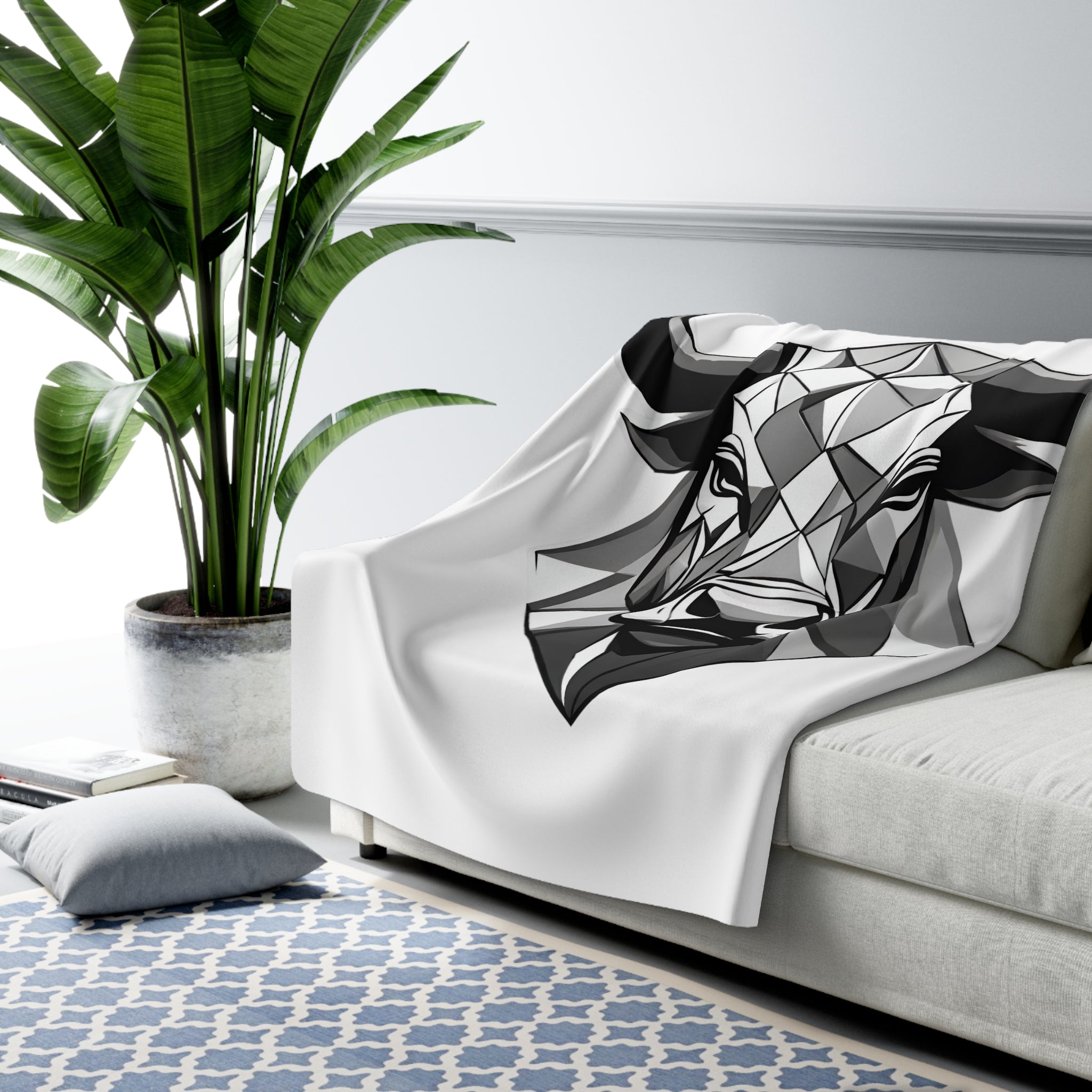 Stierkopf Sherpa-Fleecedecke