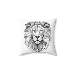 Quadratisches Kissen aus gesponnenem Polyester mit Löwengesicht